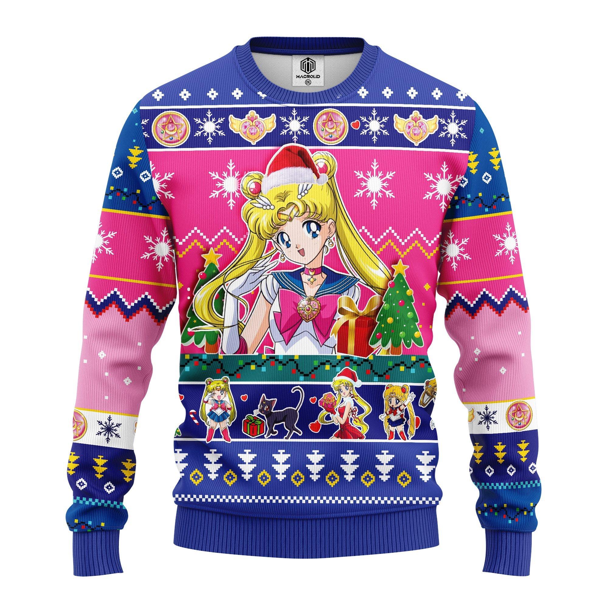 Sailor Moon Merry Xmas Gift Ugly Christmas Sweater 106- Best Christmas Gifts 2023