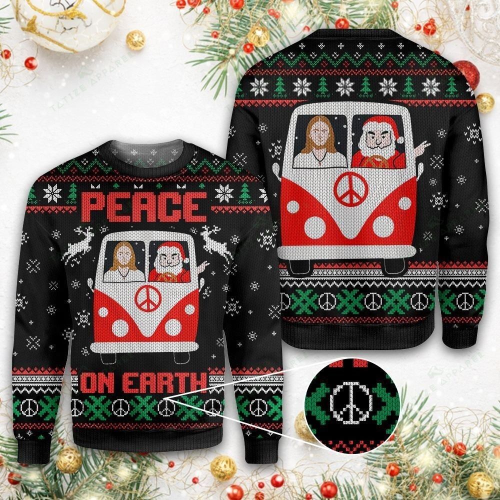 Santa And Jesus Peace On Earth Ugly Sweater- Best Christmas Gifts 2023