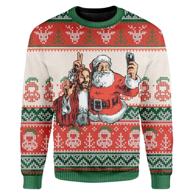 Santa And Jesus Ugly Christmas Sweater – Best Christmas Gifts 2023