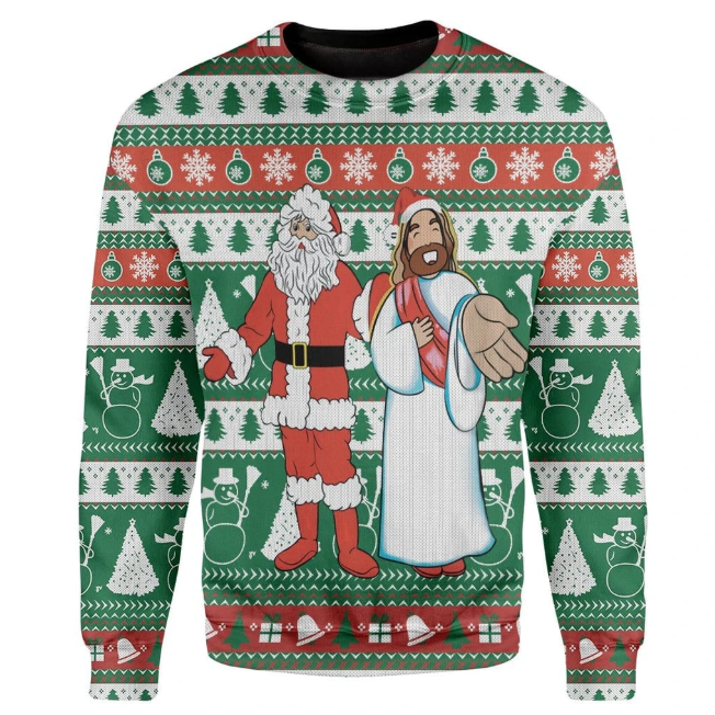 Santa And Jesus Ugly Christmas Sweater – Best Christmas Gifts 2023