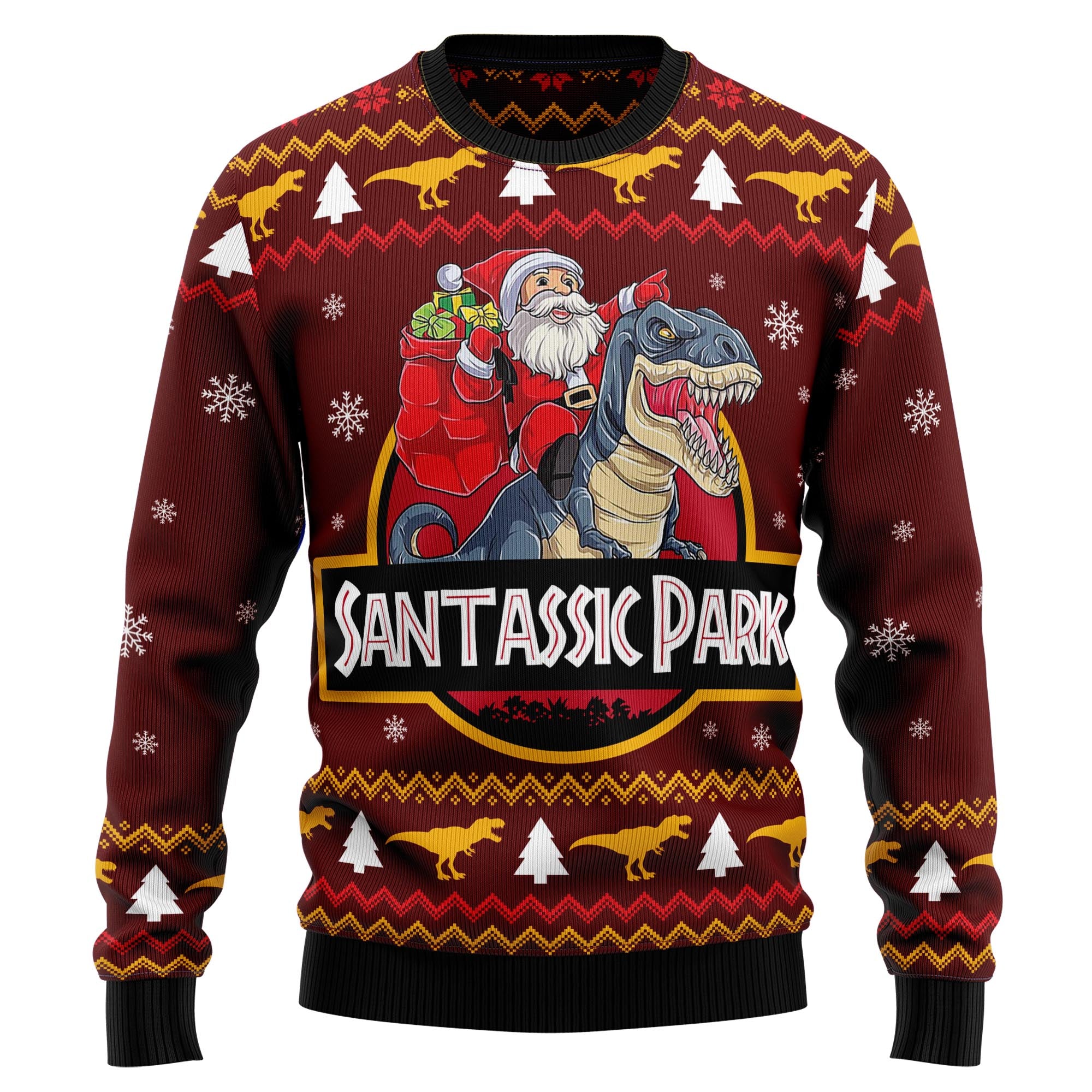 Santa and T-rex D3009 Ugly Christmas Sweater- Best Christmas Gifts 2023