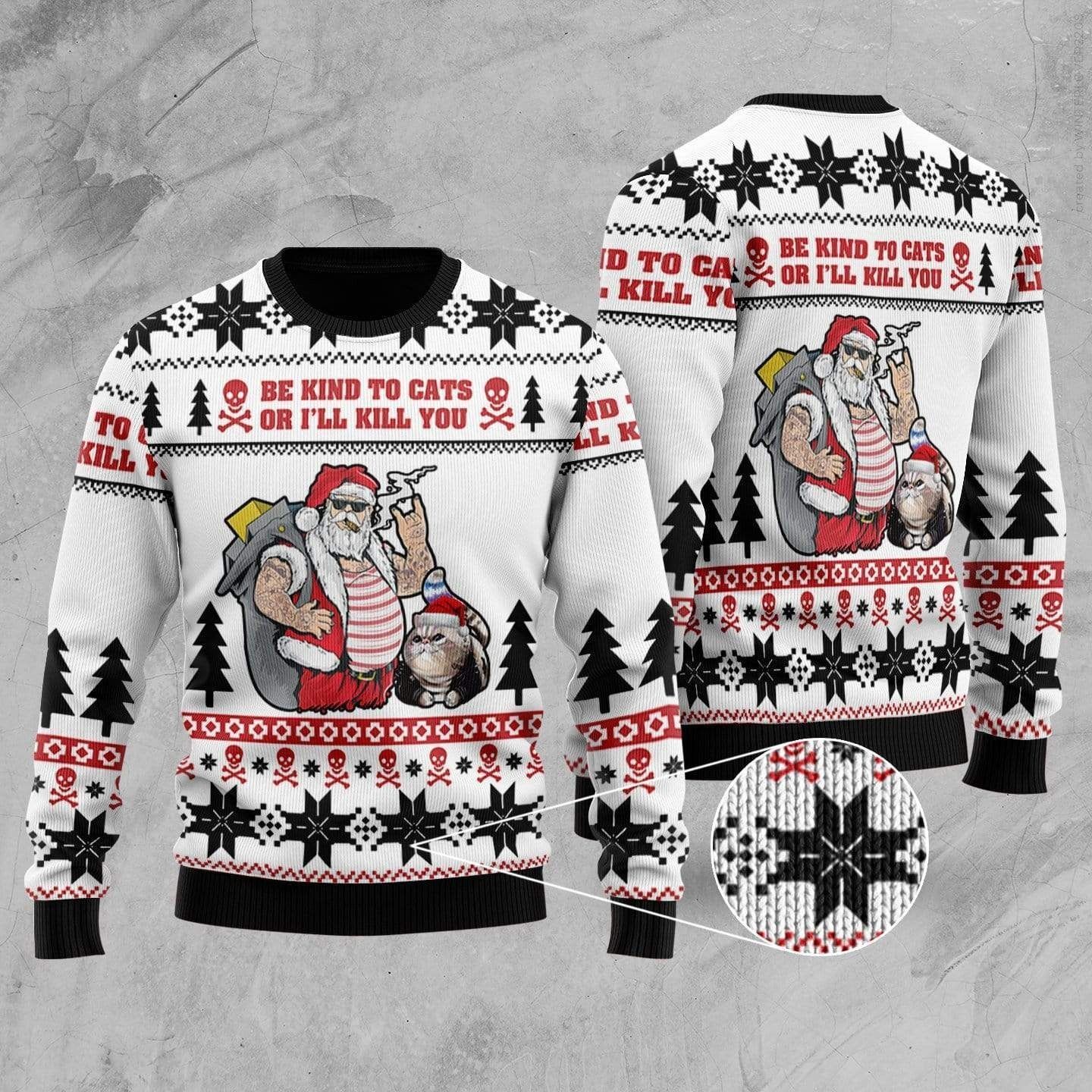 Santa Be Kind To Cats Or I’ll Kill You Ugly Sweater- Best Christmas Gifts 2023