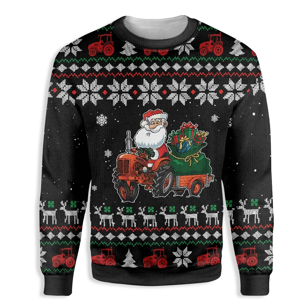 Santa Claus Farm Tractor Ugly Christmas Sweater – Best Christmas Gifts 2023