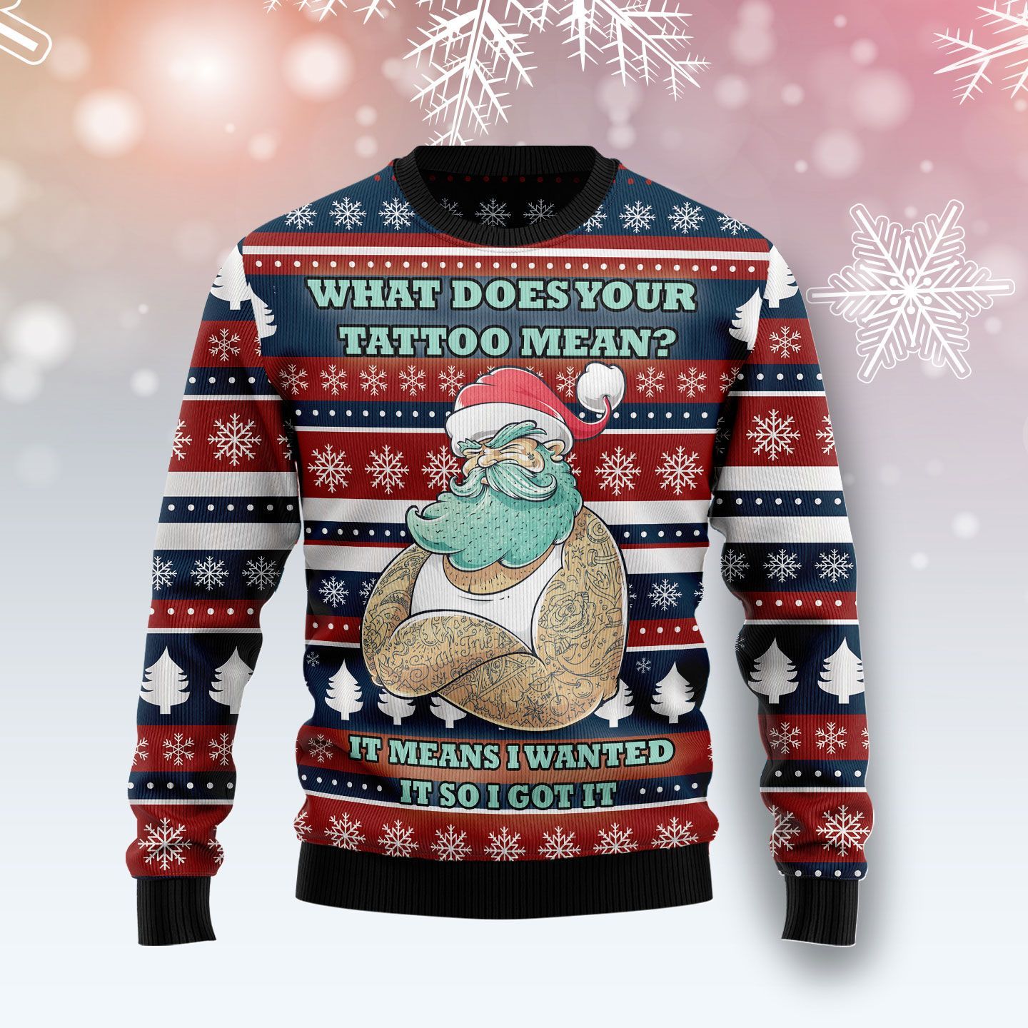 Santa Clause Love Tattoo Ugly Christmas Sweater – Best Christmas Gifts 2023