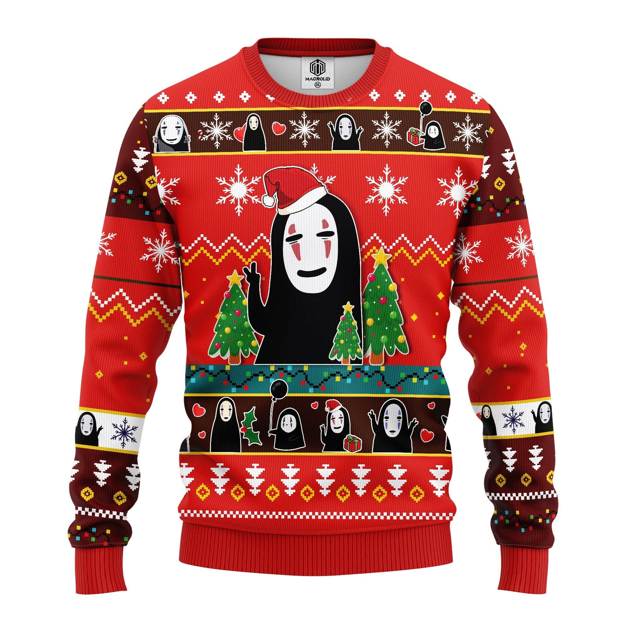 Santa No Face Sprited Away Anime Studio Ghibli Ugly Christmas Sweater- Best Christmas Gifts 2023