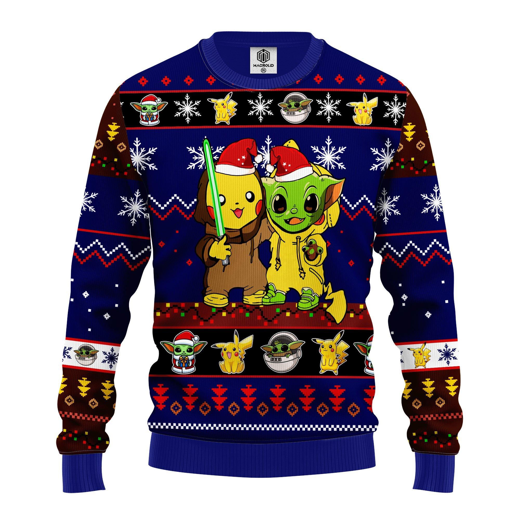 Santa Pikachu And Baby Yoda Ugly Christmas Sweater – Best Christmas Gifts 2023