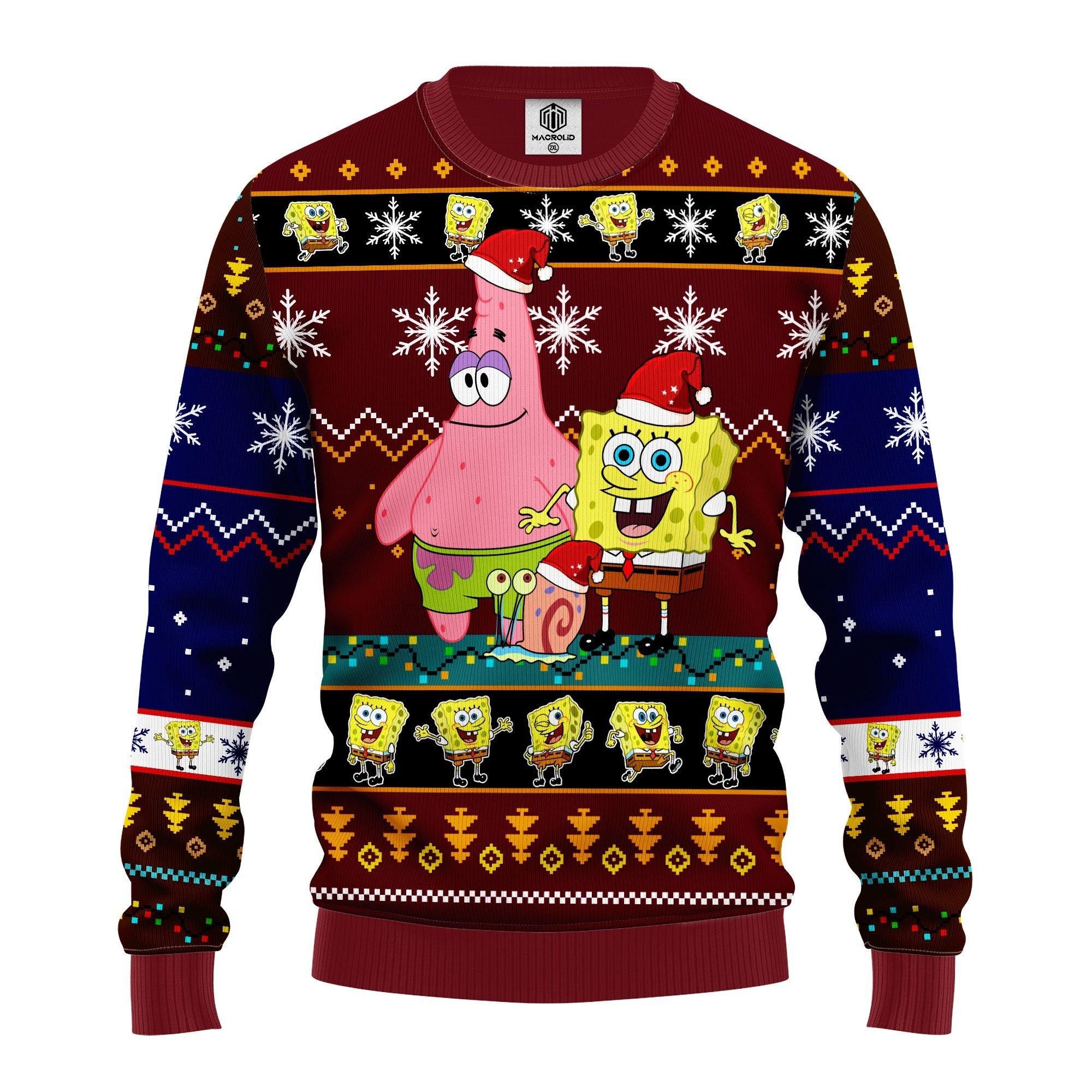 Santa Spongebob and Patrick Star Ugly Christmas Sweater- Best Christmas Gifts 2023