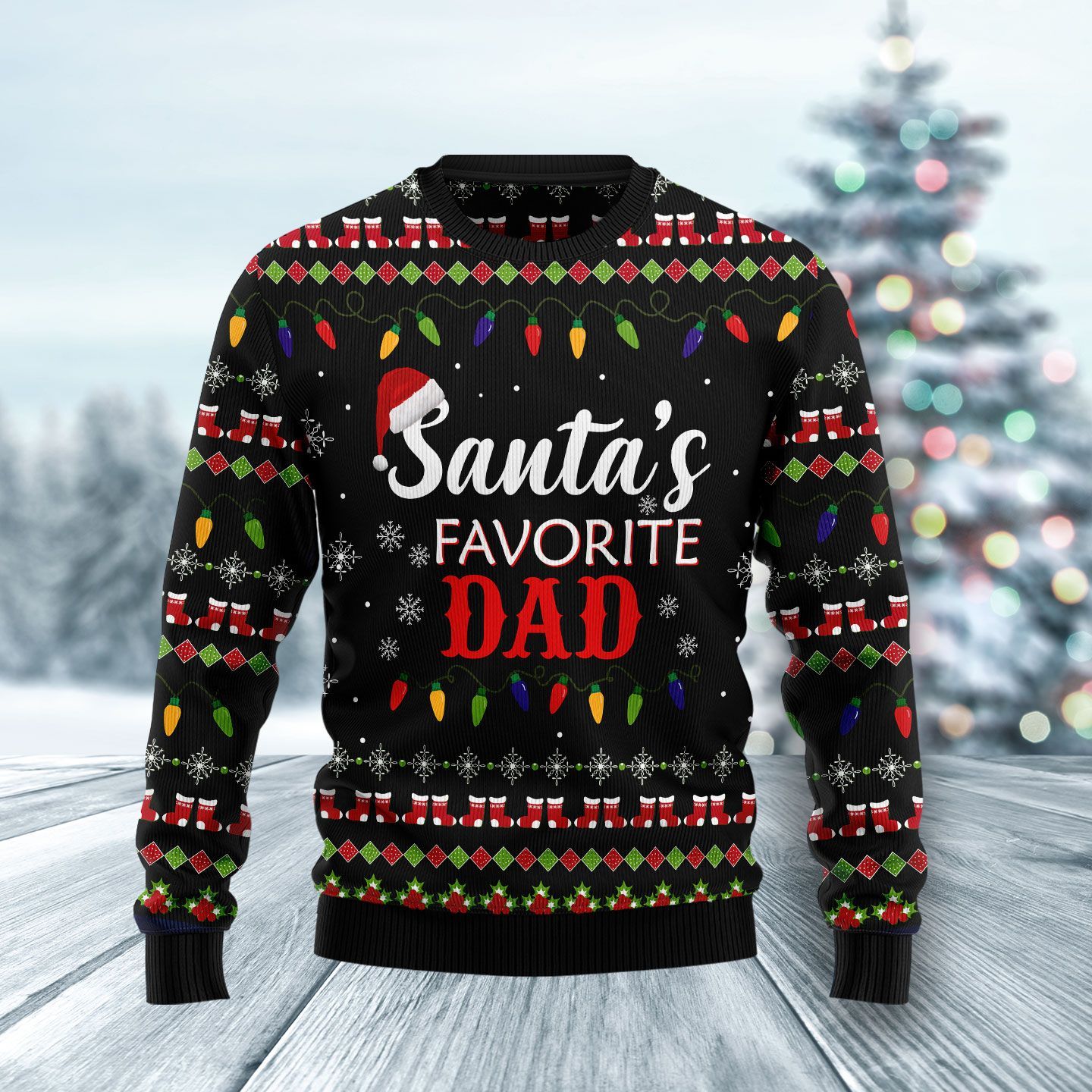 Santas Favorite Dad  Ugly Christmas Sweater – Best Christmas Gifts 2023