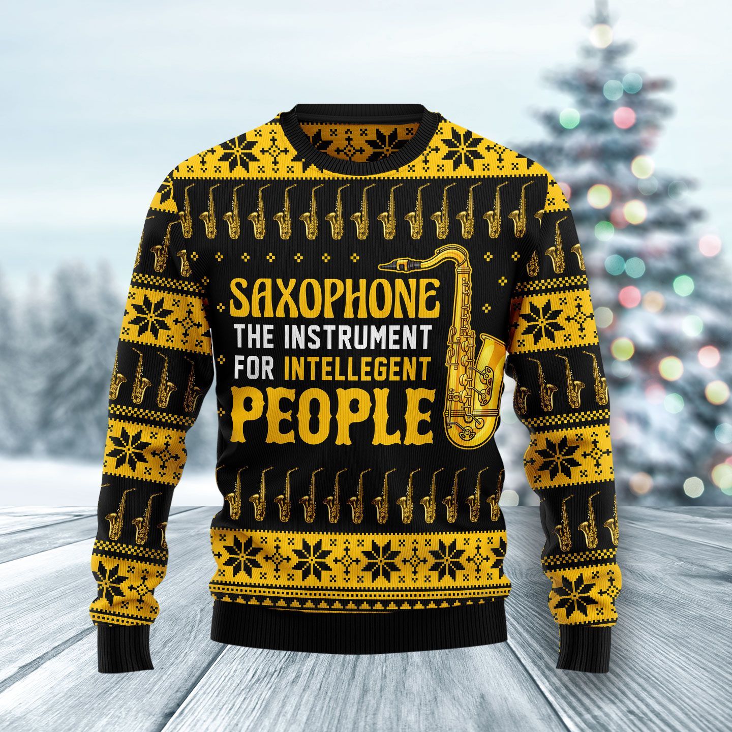 Saxophone The Instrument For Intellegent People Ugly Christmas Sweater – Best Christmas Gifts 2023