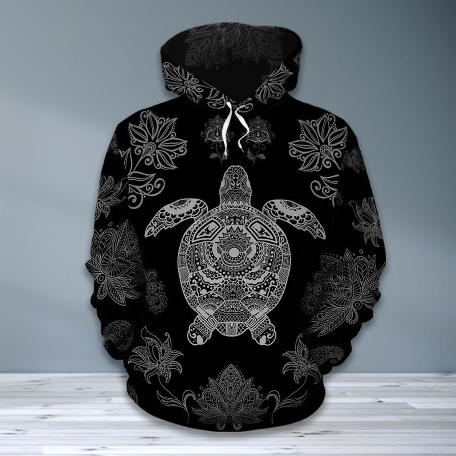 Sea Turtle Black & White 3D Hoodie