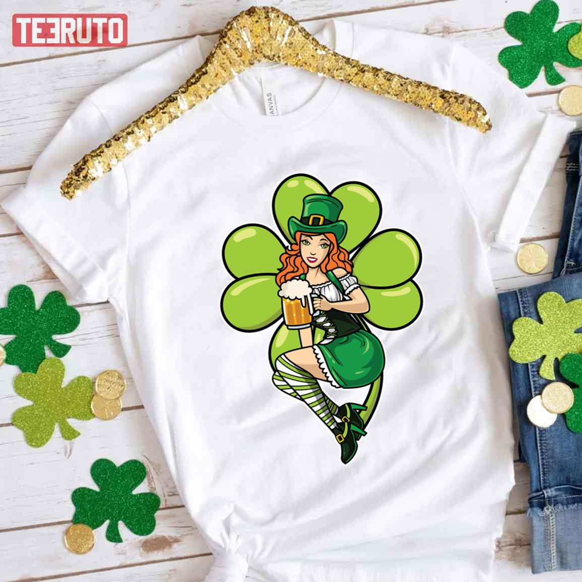 Sexy Irish Girl St Patricks Day Red Head Saint Paddys Unisex T-Shirt