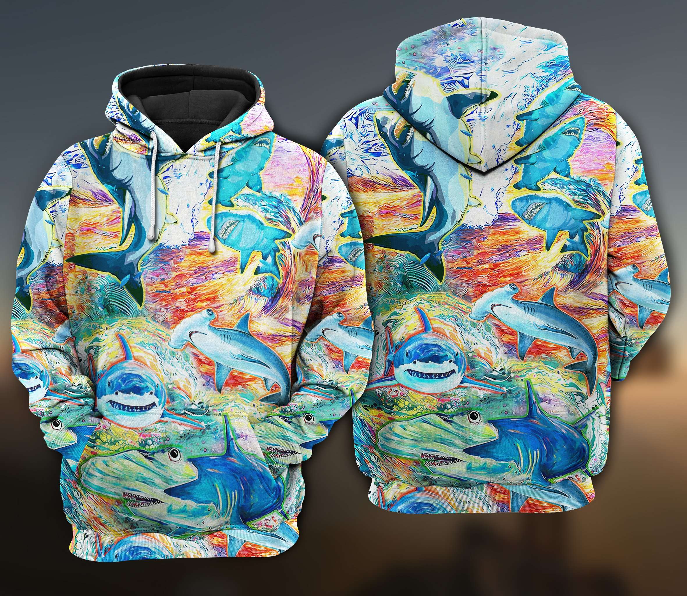 Sharks Painting Color Limited Edition 3D Hoodie