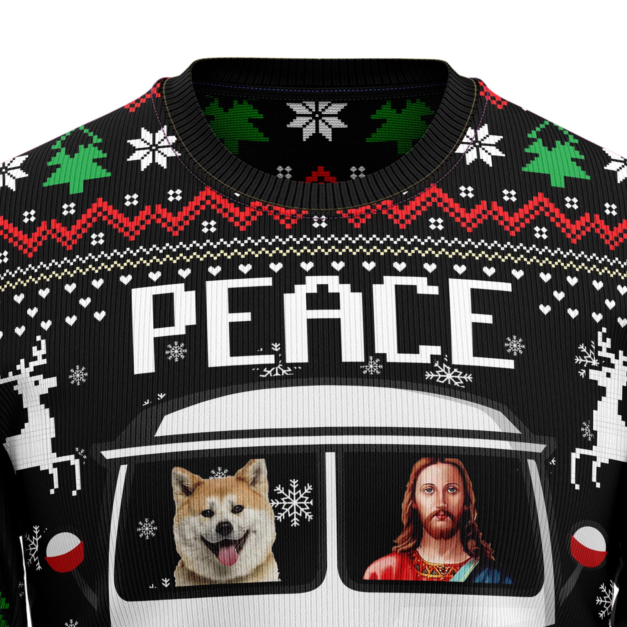 Shiba Inu Peace D0110 Ugly Christmas Sweater- Best Christmas Gifts 2023