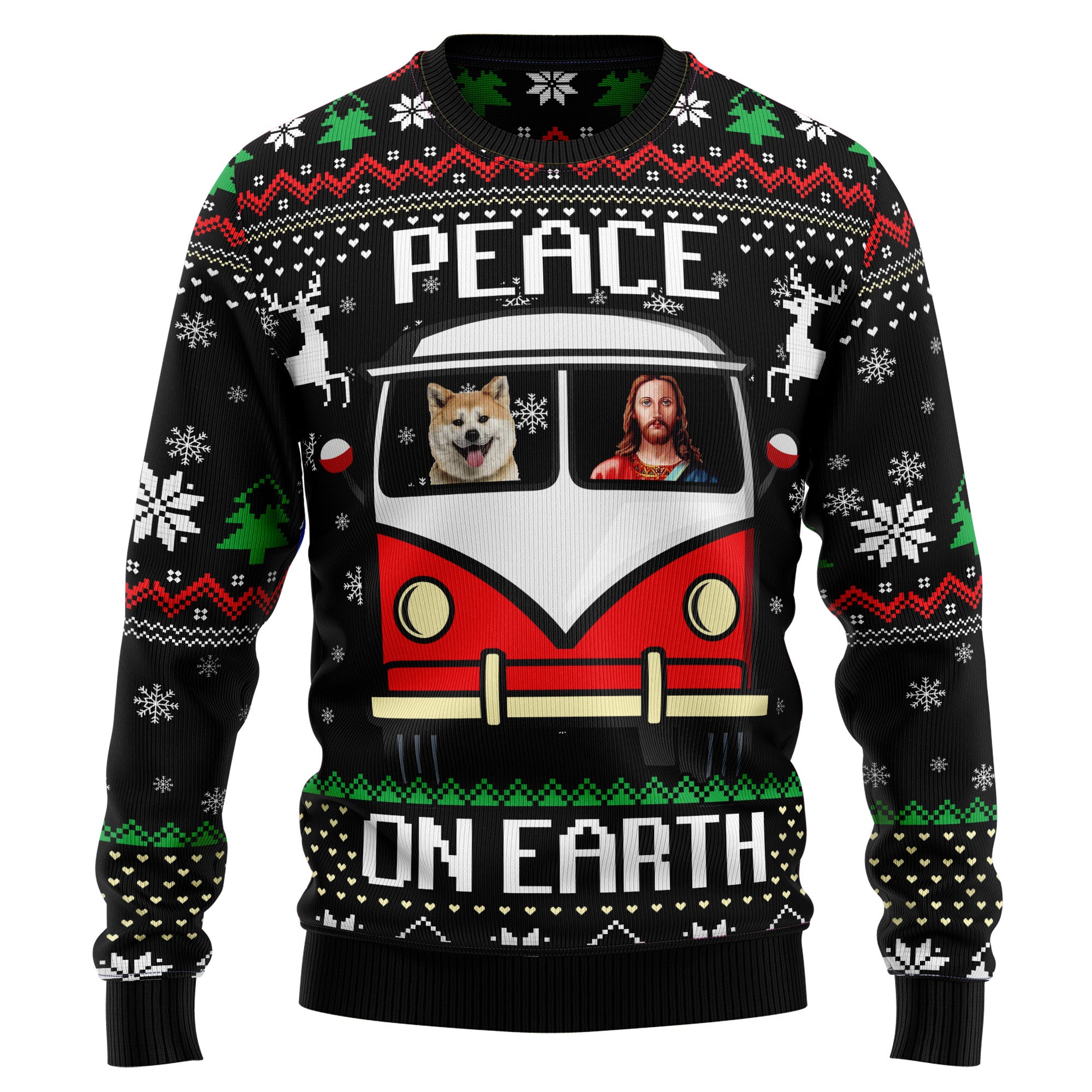 Shiba Inu Peace D0110 Ugly Christmas Sweater- Best Christmas Gifts 2023