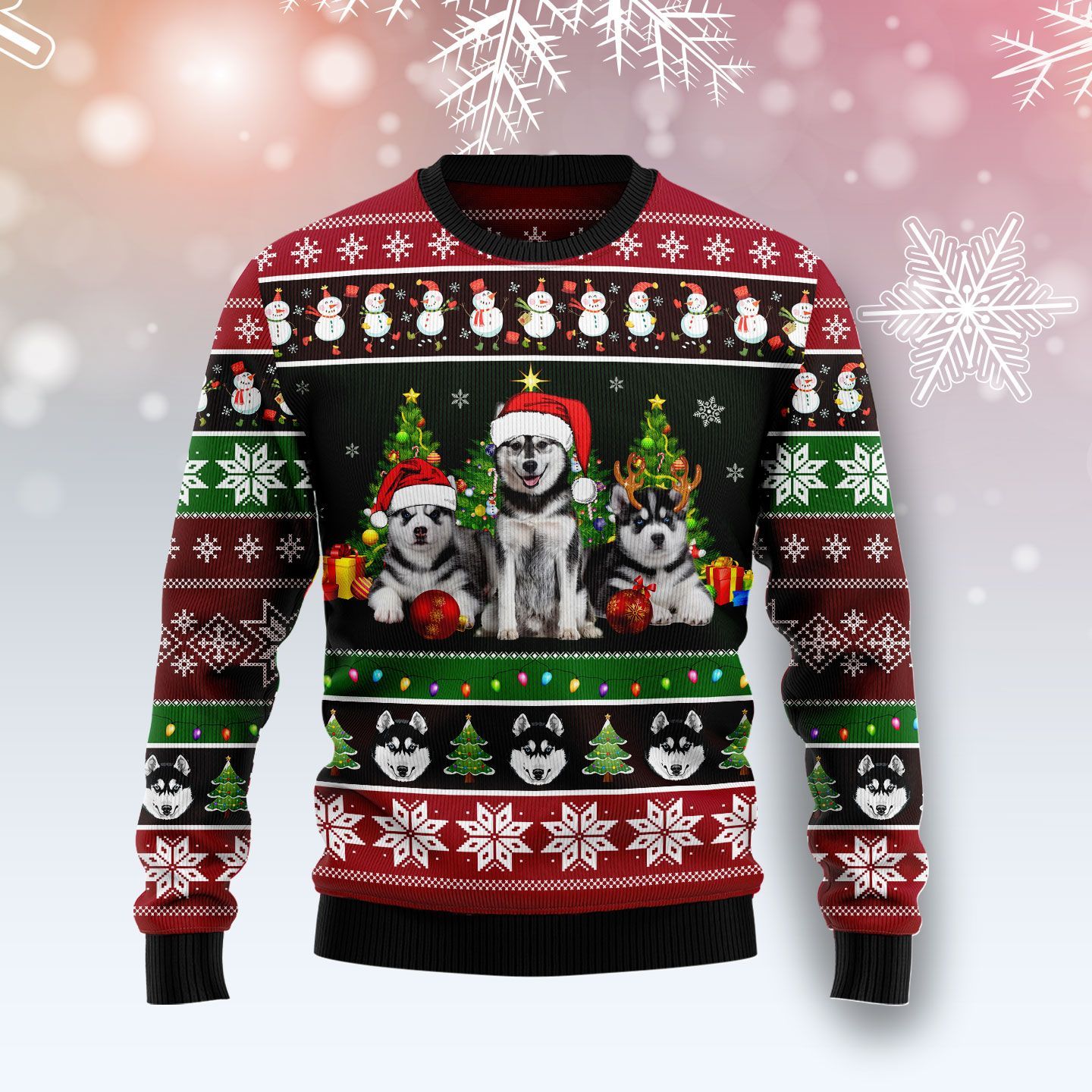 Siberian Husky Group Beauty Ugly Christmas Sweater – Best Christmas Gifts 2023