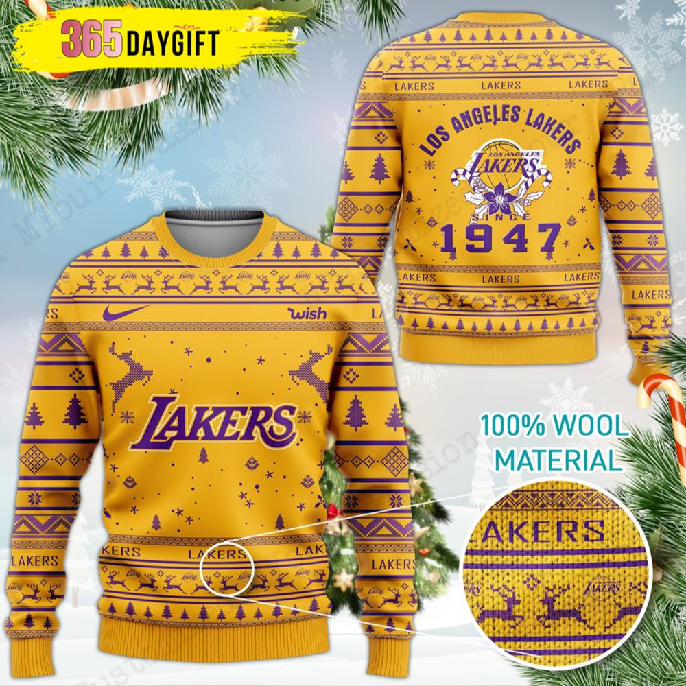 Since 1947 Lakers Ugly Christmas Sweater- Best Christmas Gifts 2023