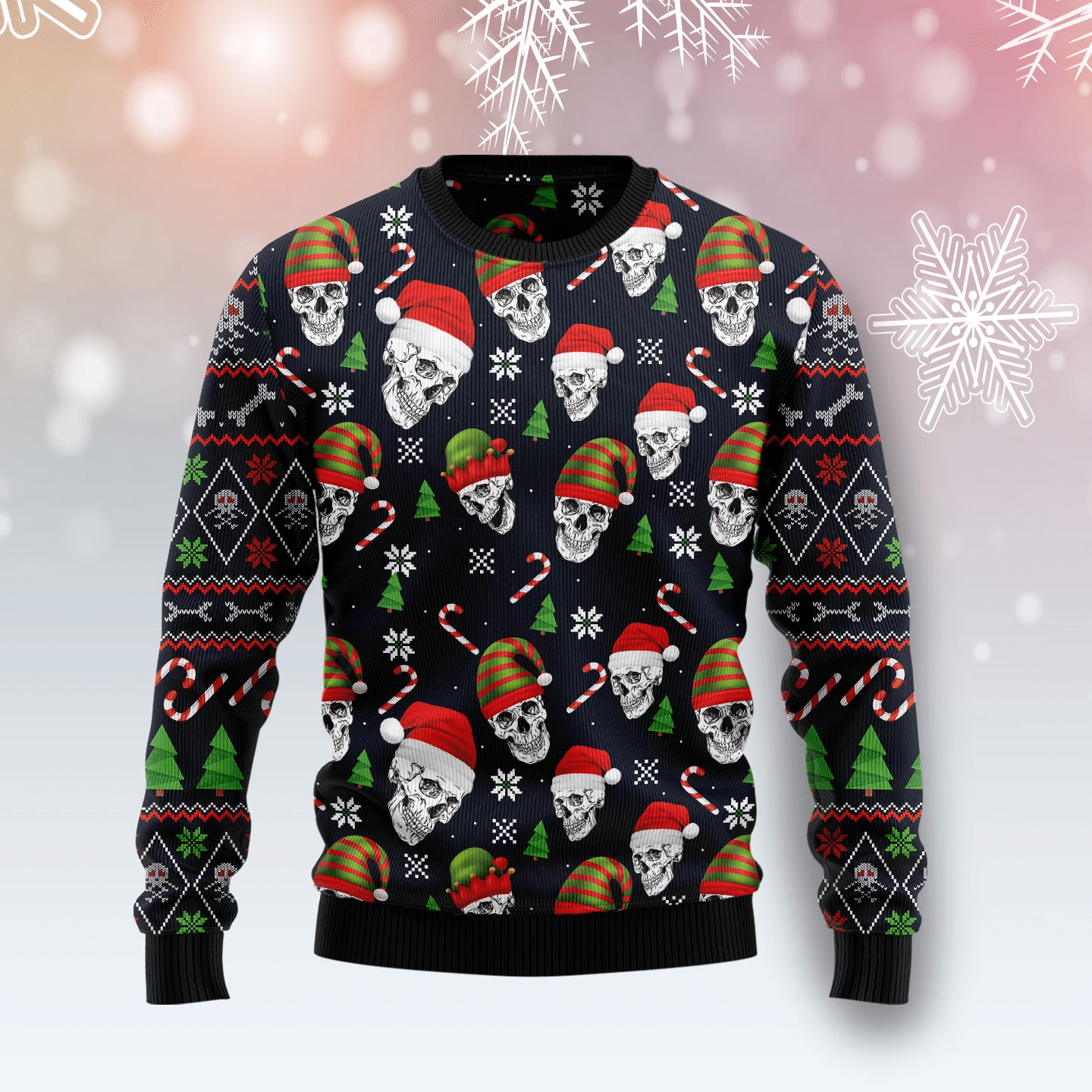 Skull Face Christmas Ugly Christmas Sweater- Best Christmas Gifts 2023