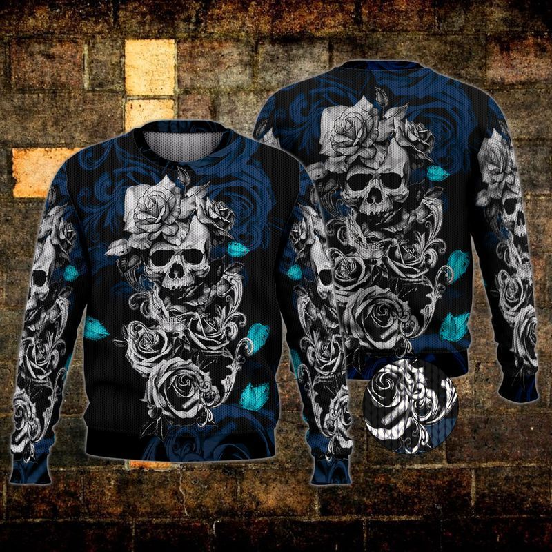 Skull Roes Cool Black Ugly Christmas Sweater- Best Christmas Gifts 2023