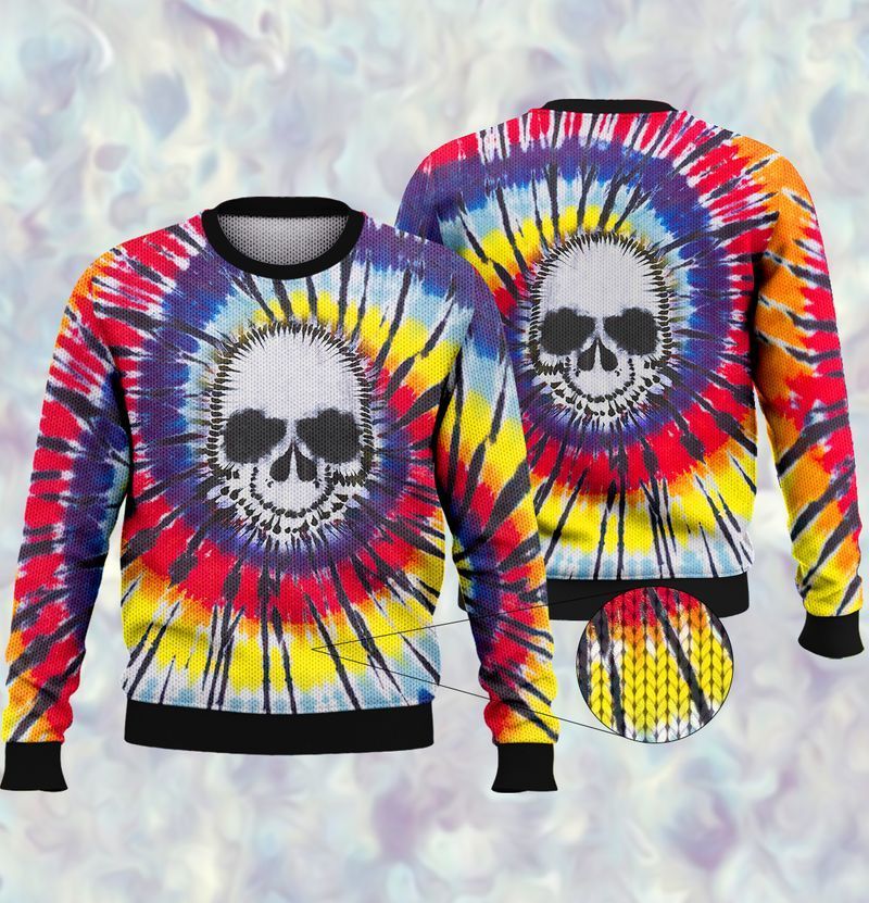 Skull Tie Dye Ugly Christmas Sweater- Best Christmas Gifts 2023