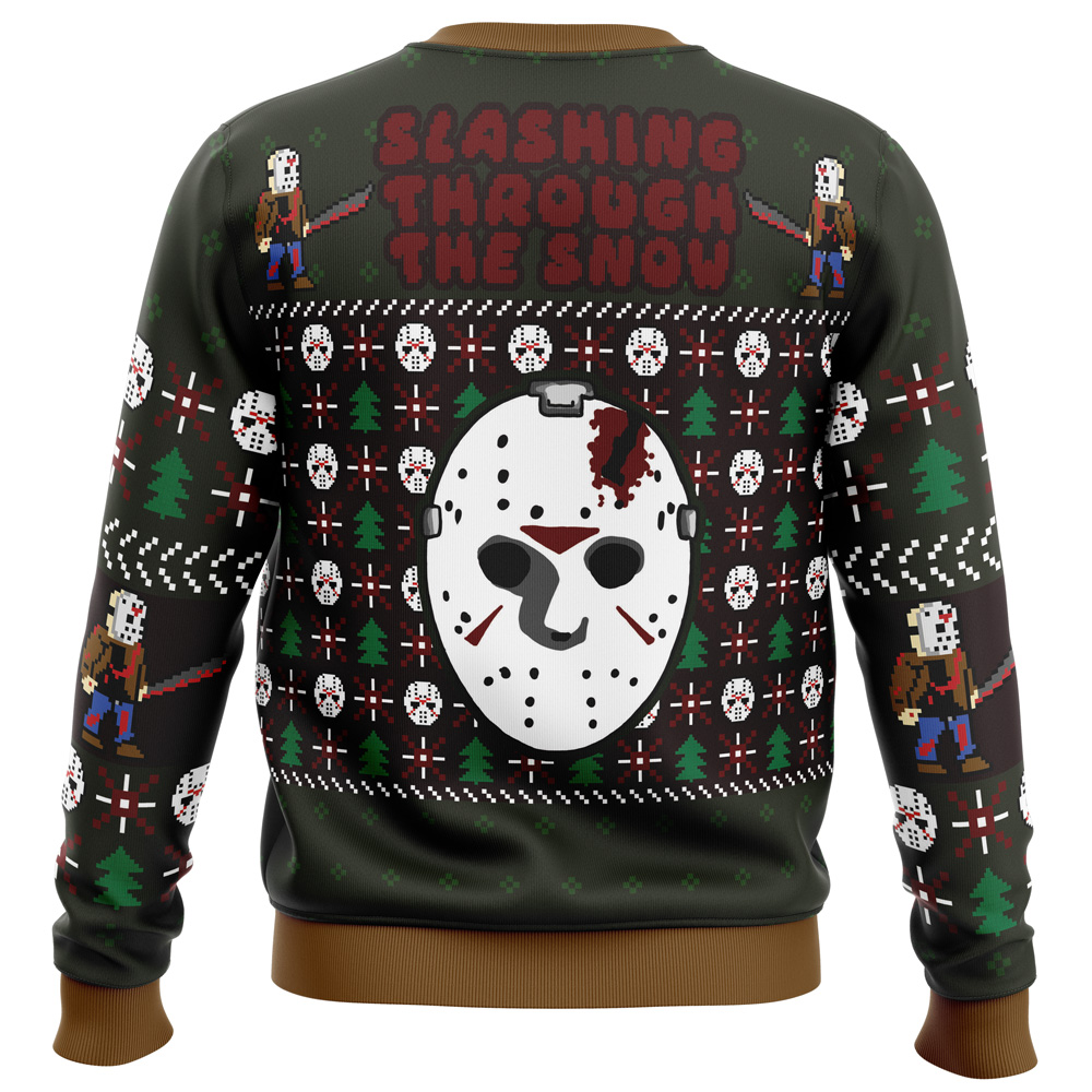 Slashing Through The Snow Jason Voorhees Ugly Christmas Sweater- Best Christmas Gifts 2023