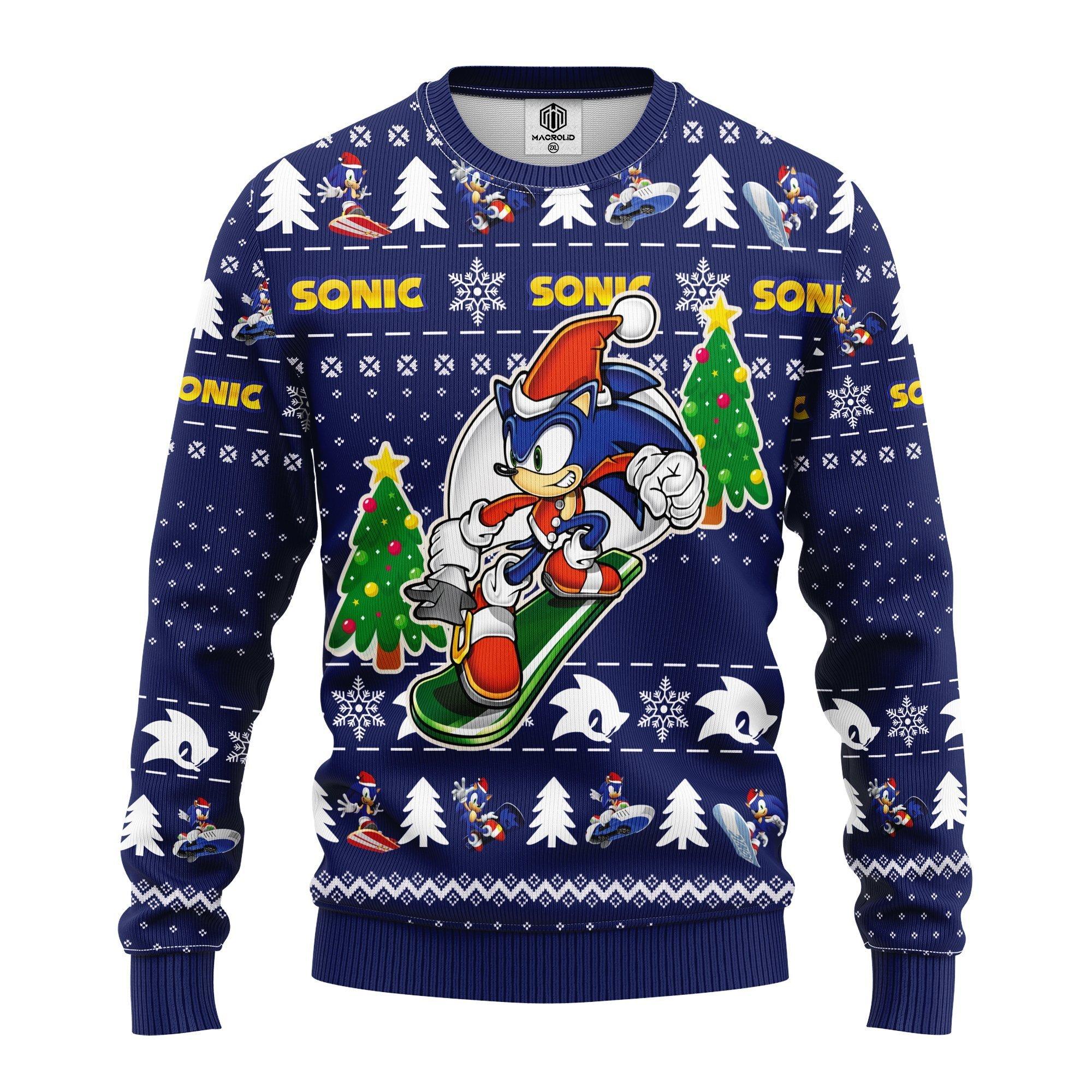 Sonic The Hedgehog Merry Xmas Ugly Christmas Sweater- Best Christmas Gifts 2023