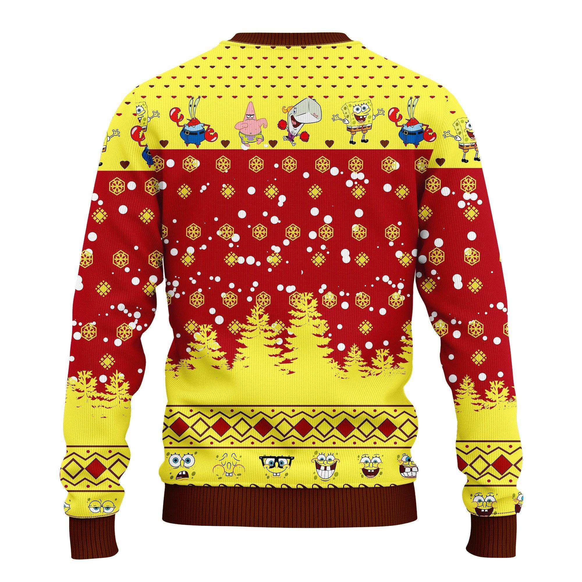 SpongeBob SquarePants Merry Xmas Gift, Santa Spongebob and Patrick Star Ugly Christmas Sweater- Best Christmas Gifts 2023