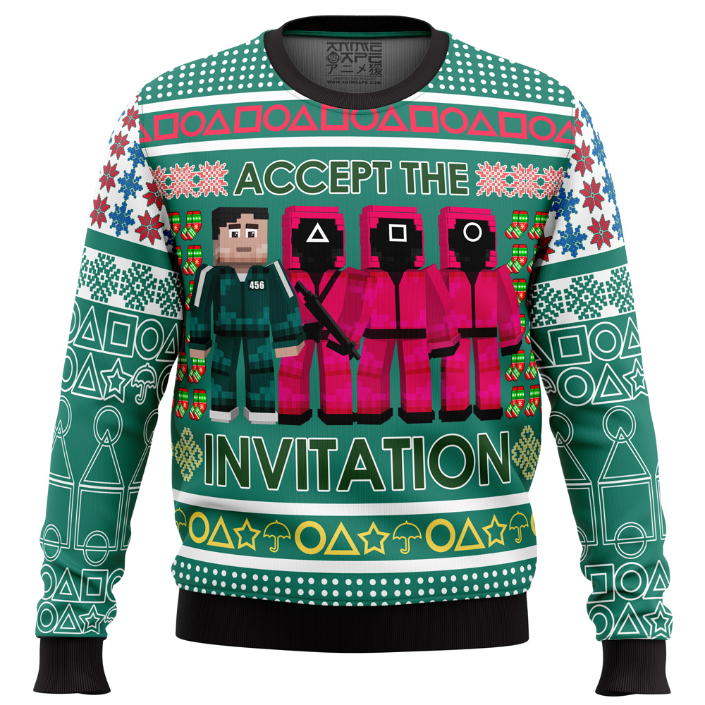 Squid Game Invitation Ugly Christmas Sweater- Best Christmas Gifts 2023