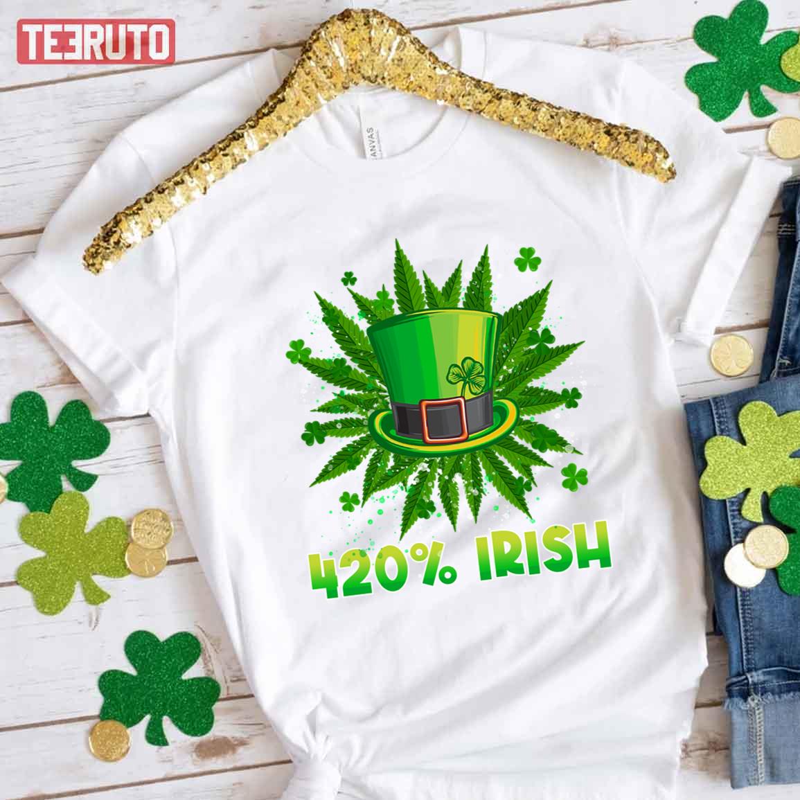 St Patrick’s Day 420 Percent Irish Leprechaun Marijuana Weed Unisex T-Shirt