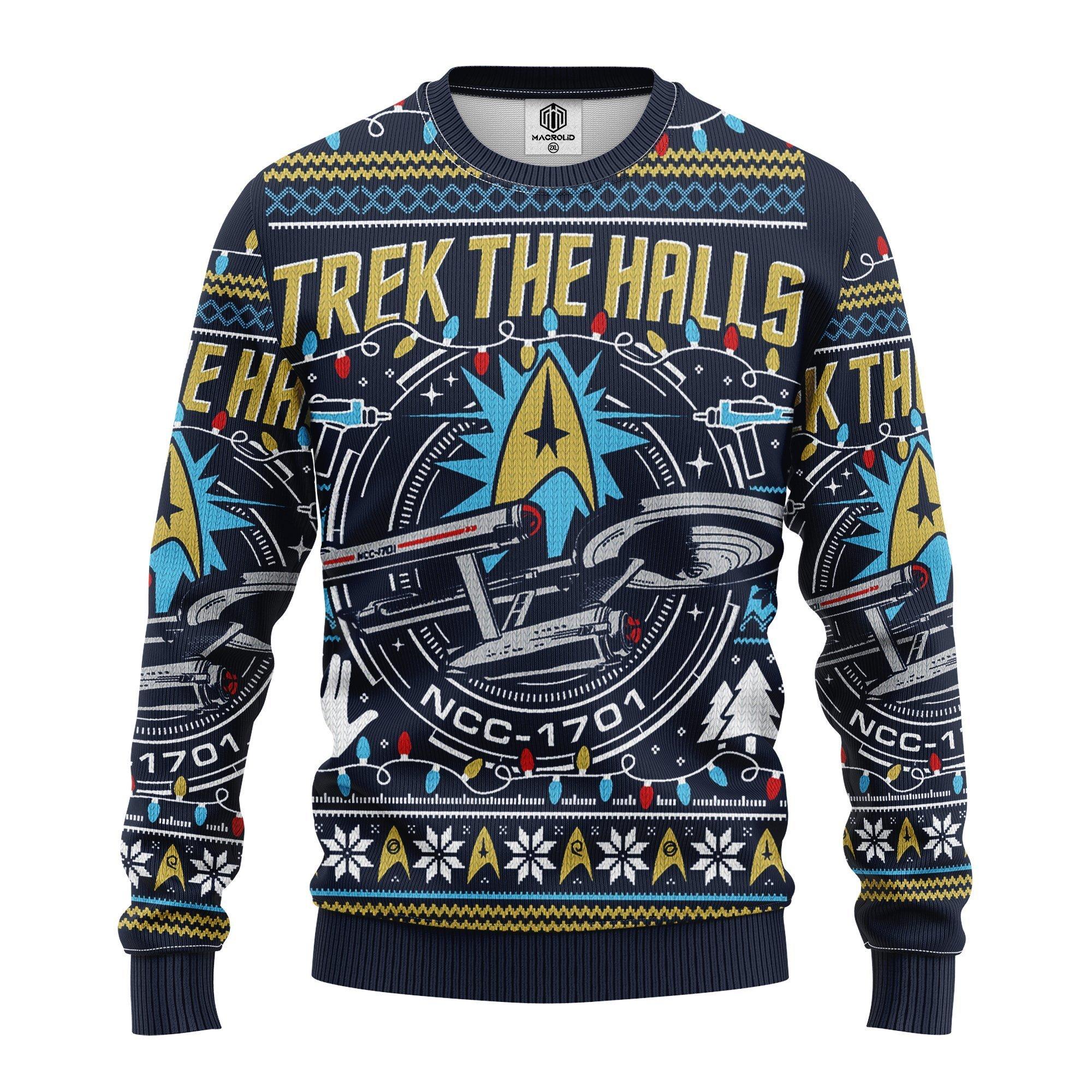 Star Trek Merry Xmas Gifts, Trek The Halls Ugly Christmas Sweater- Best Christmas Gifts 2023