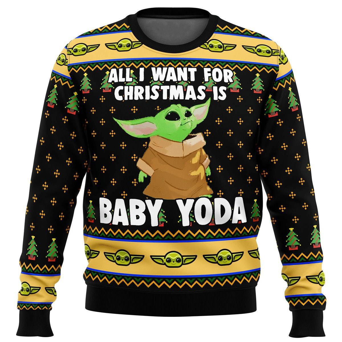 Star Wars Baby Yoda All I Want Mandalorion Ugly Sweater Gifts, Star Wars Gift Fan Ugly Sweater- Best Christmas Gifts 2023