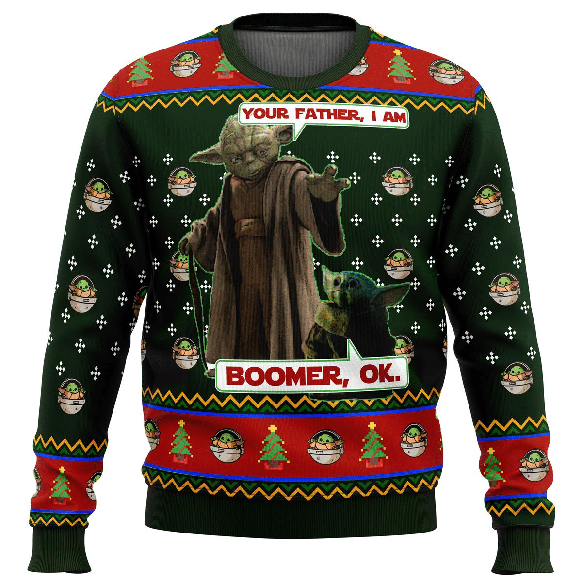 Star Wars Baby Yoda Boomer Ugly Sweater Gifts, Baby Yoda Gift Fan Ugly Sweater- Best Christmas Gifts 2023