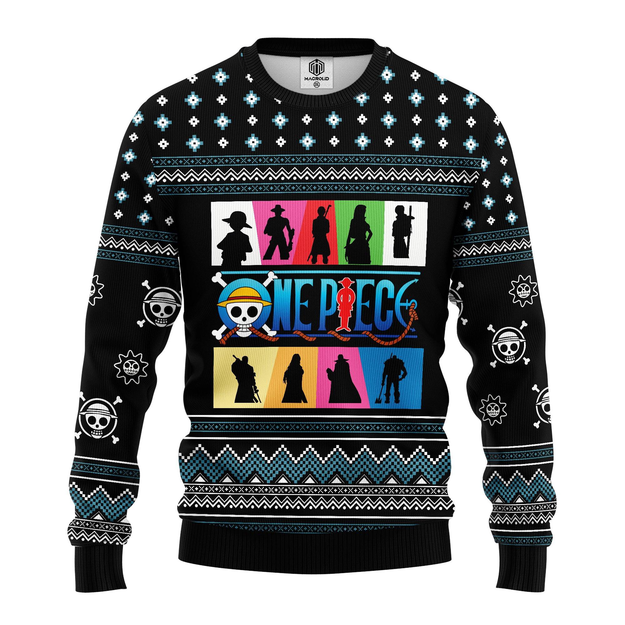 Straw Hat Team One Piece Anime Merry Xmas Ugly Christmas Sweater- Best Christmas Gifts 2023