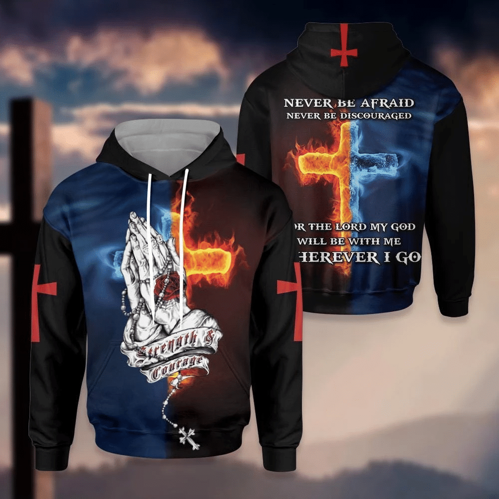 Strength & Courage Cross God 3D Hoodie