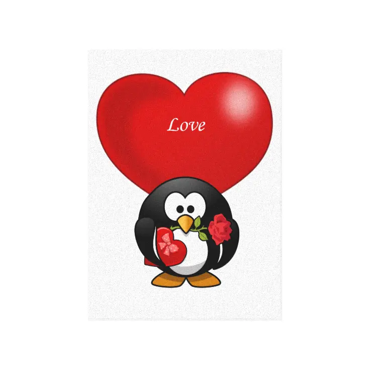 Stretched Canvas Print Valentine’s Penguin