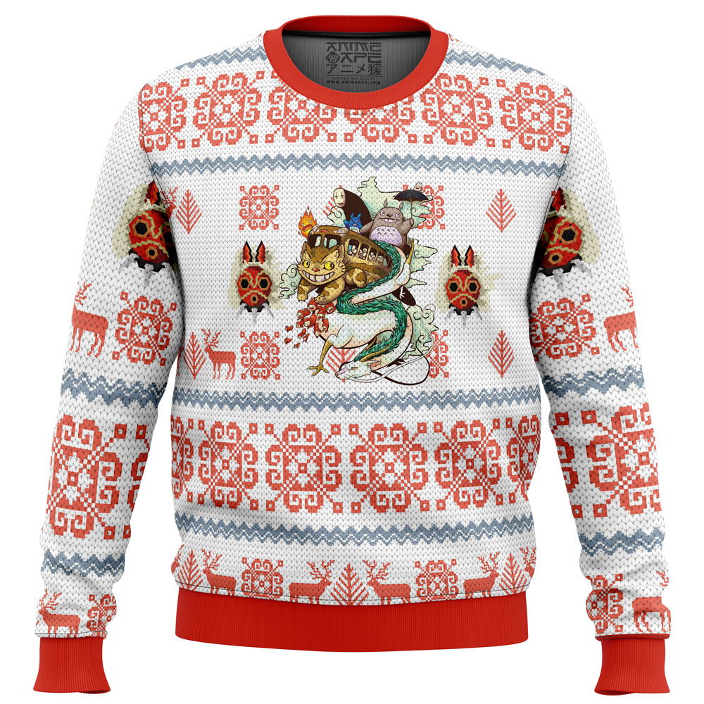 Studio Ghibli Light Ugly Christmas Sweater- Best Christmas Gifts 2023