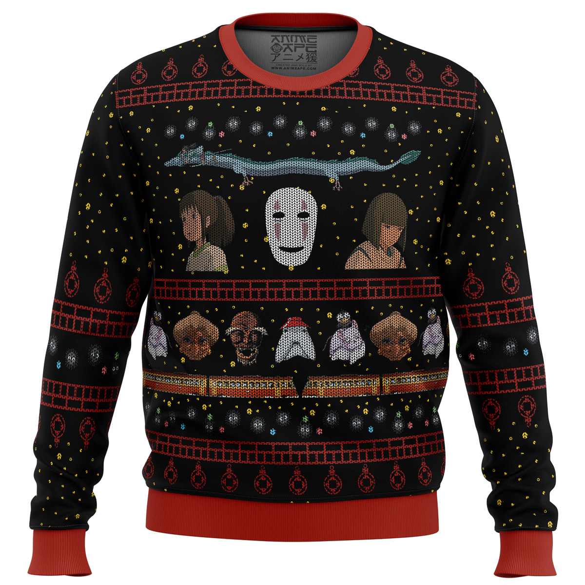 Studio Ghibli No Face Spirited Away Ugly Christmas Sweater- Best Christmas Gifts 2023