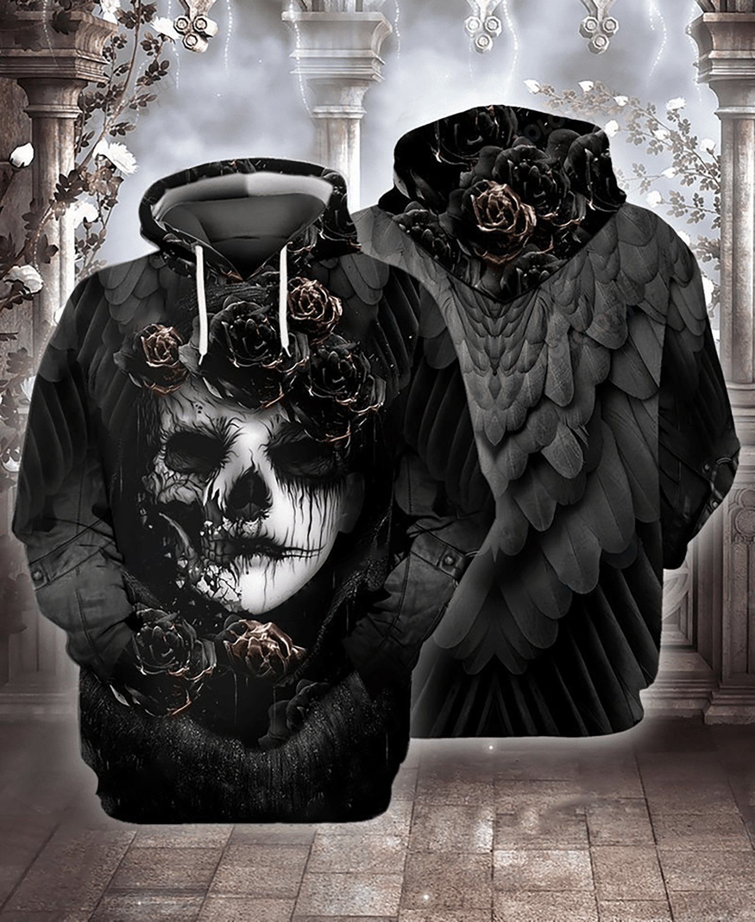 Sugar Skull Black 3D Hoodie