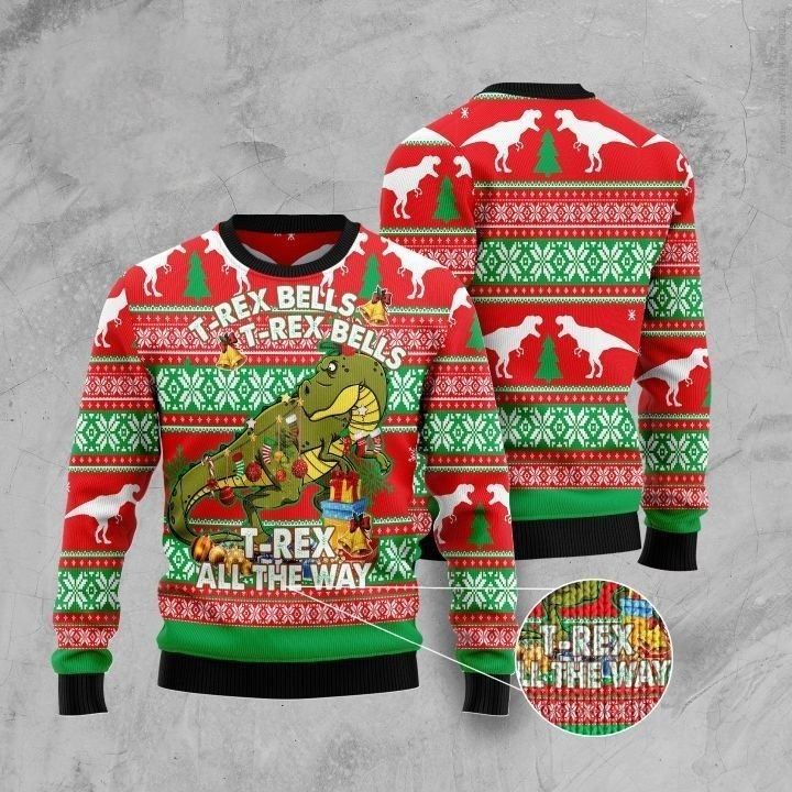 T-rex Christmas Ugly Sweater, T-rex Christmas Gift, T-rex Christmas Shirt- Best Christmas Gifts 2023