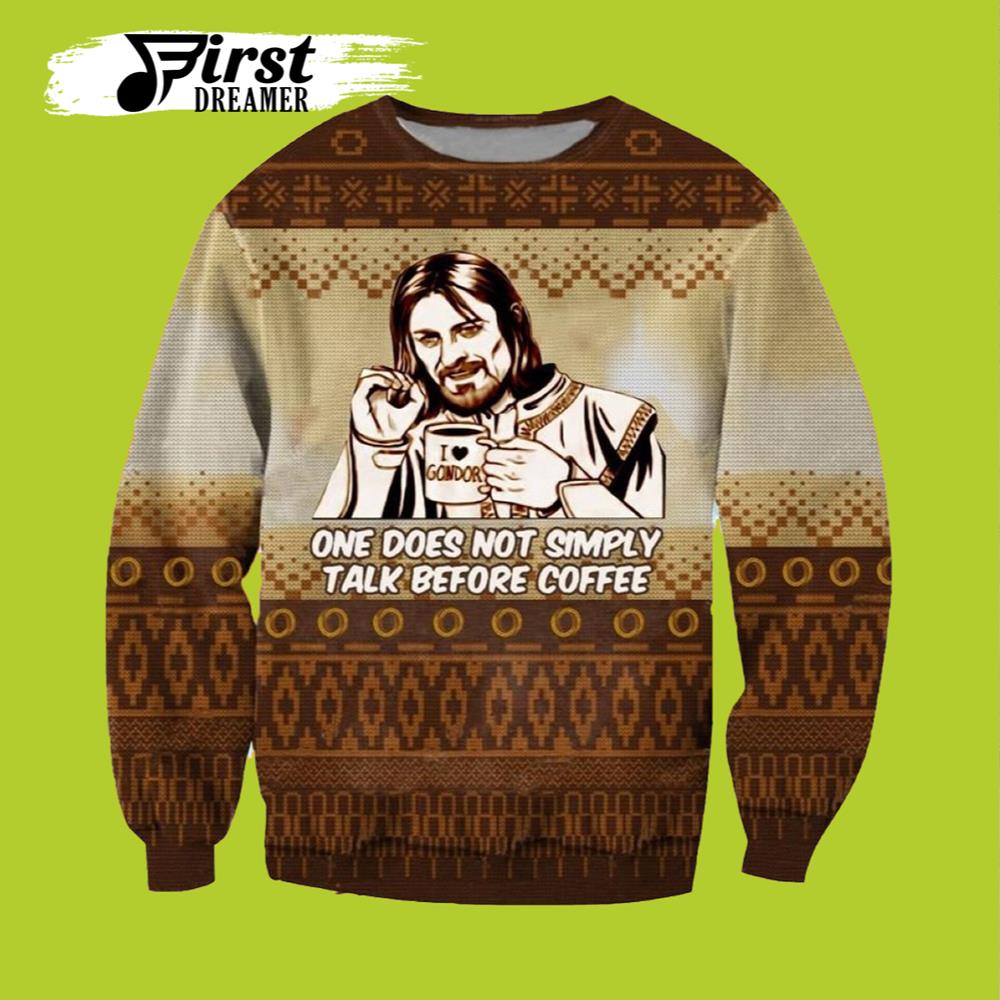 Talk Before Coffee Lord Of The Rings Ugly Christmas Sweater- Best Christmas Gifts 2023