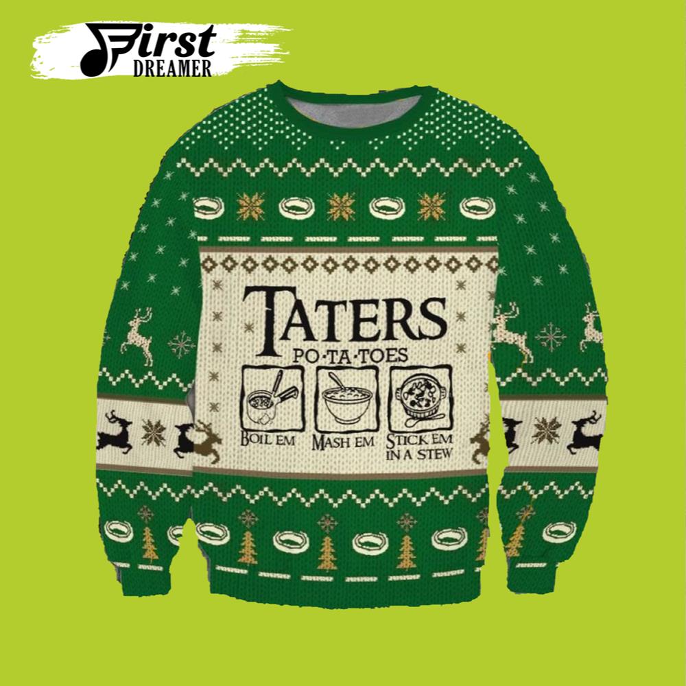 Taters Potatoes Lord Of The Rings Ugly Christmas Sweater- Best Christmas Gifts 2023