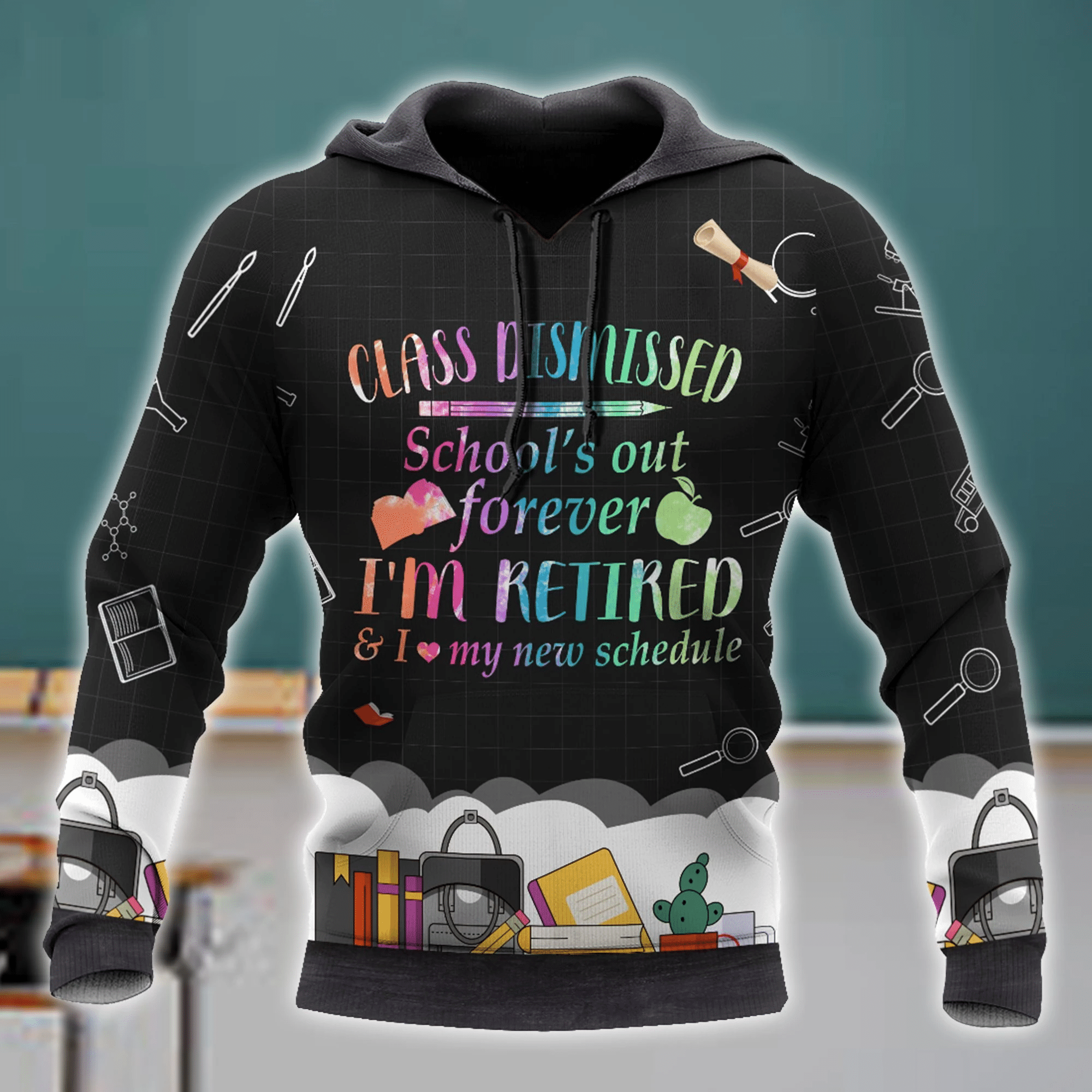 Teacher Shirt Retired Teacher Colorful 3D Hoodie