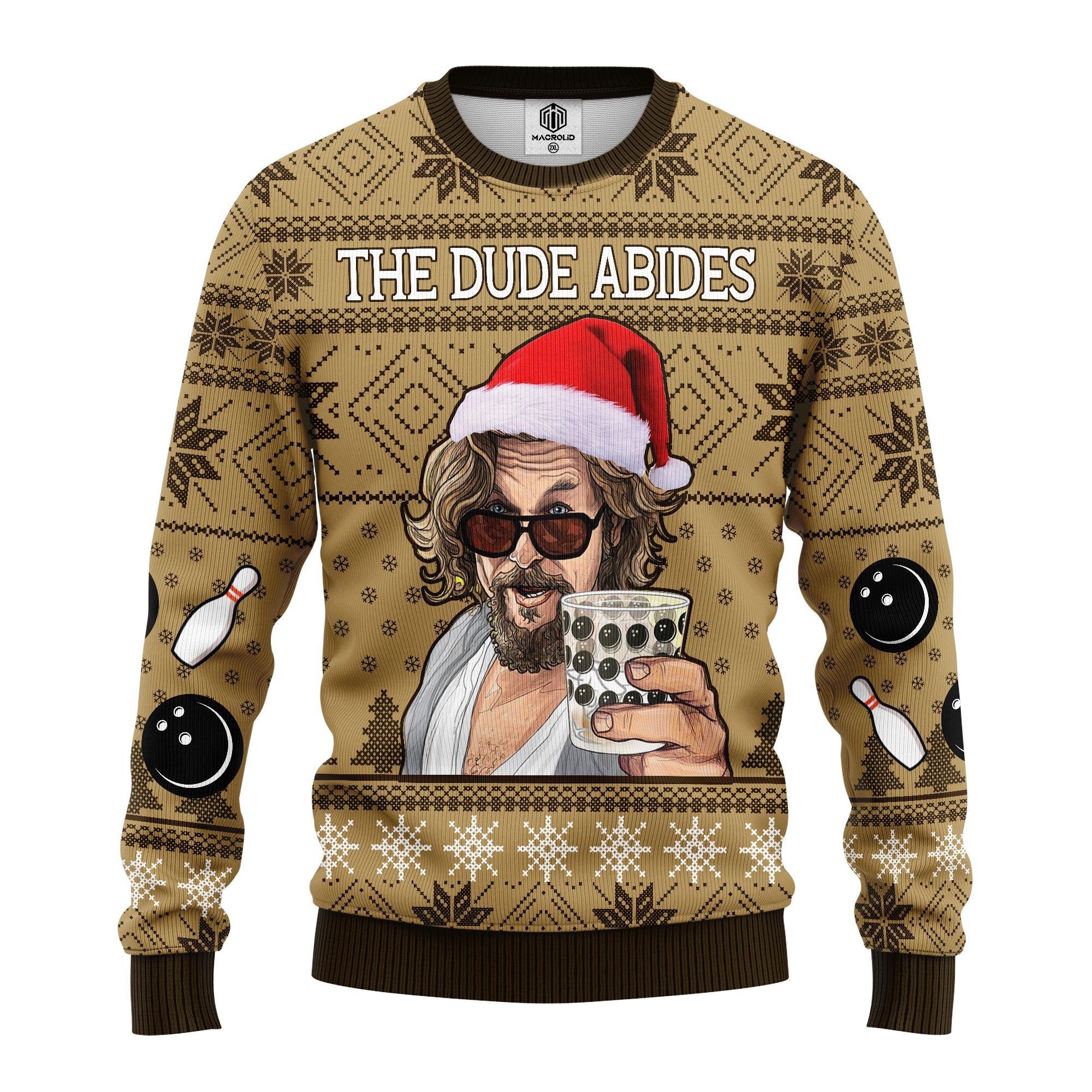 The Big Lebowski The Dude Abides Ugly Christmas Sweater 125- Best Christmas Gifts 2023