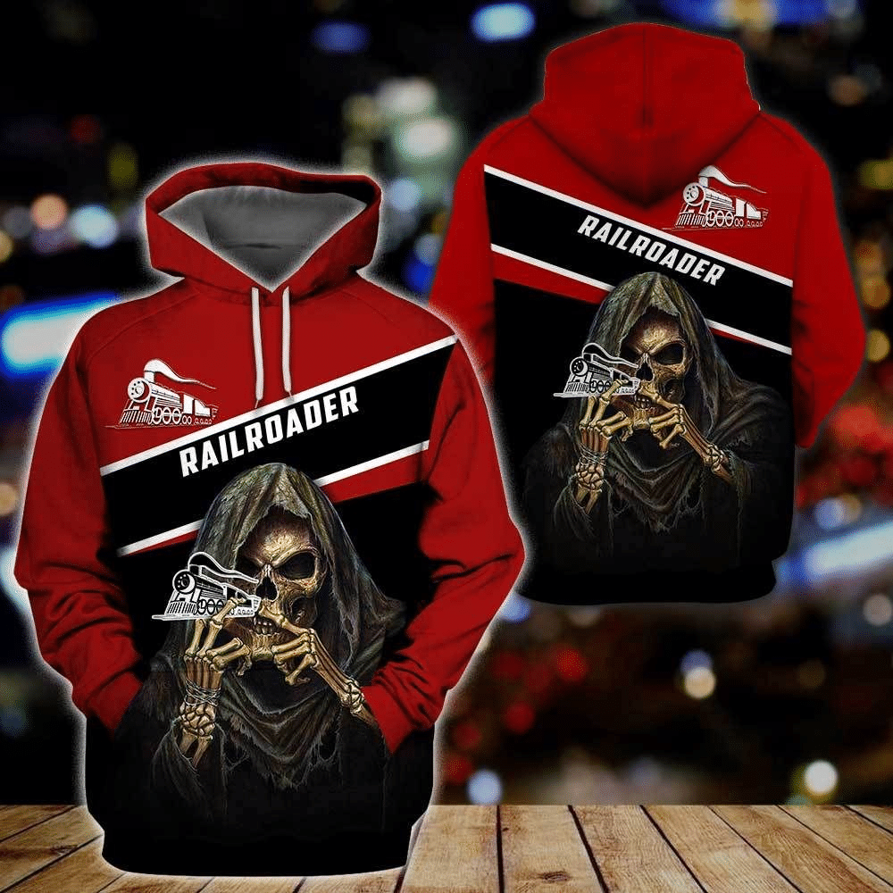 Train Shirts Unique Railroader Red Best Design 3D Hoodie