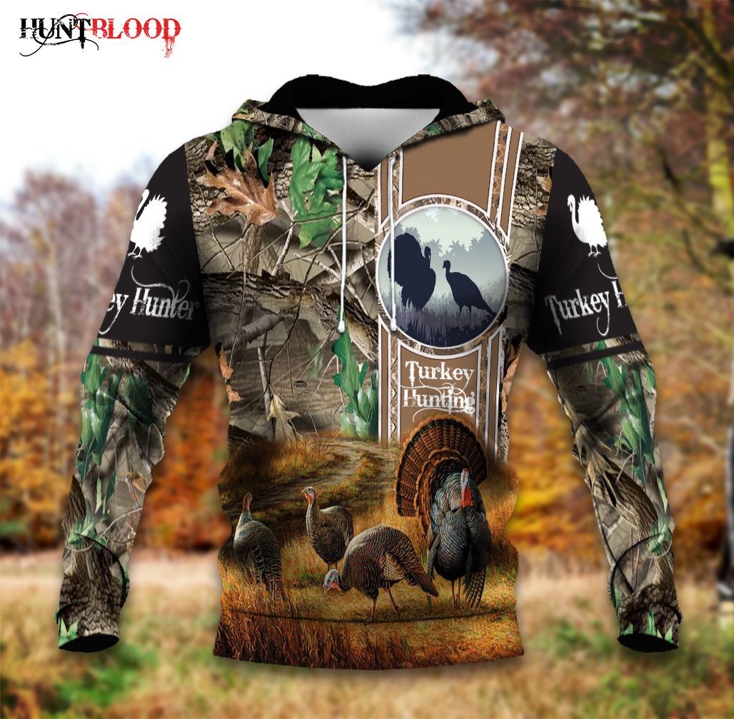 Turkeys Hunting Blur Camo Pattern Lht Ntnw Unisex 3D Hoodie