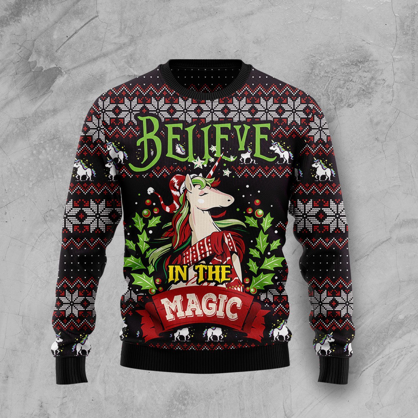 Unicorn Believe In The Magic Christmas Ugly Christmas Sweater- Best Christmas Gifts 2023