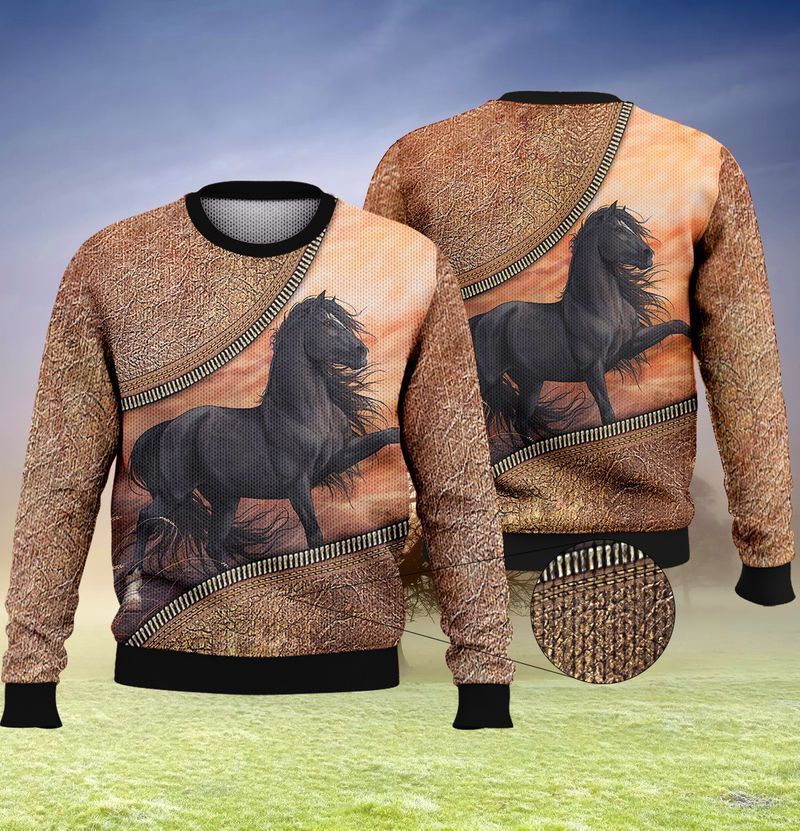 Vintage Black Horse Ugly Christmas Sweater- Best Christmas Gifts 2023