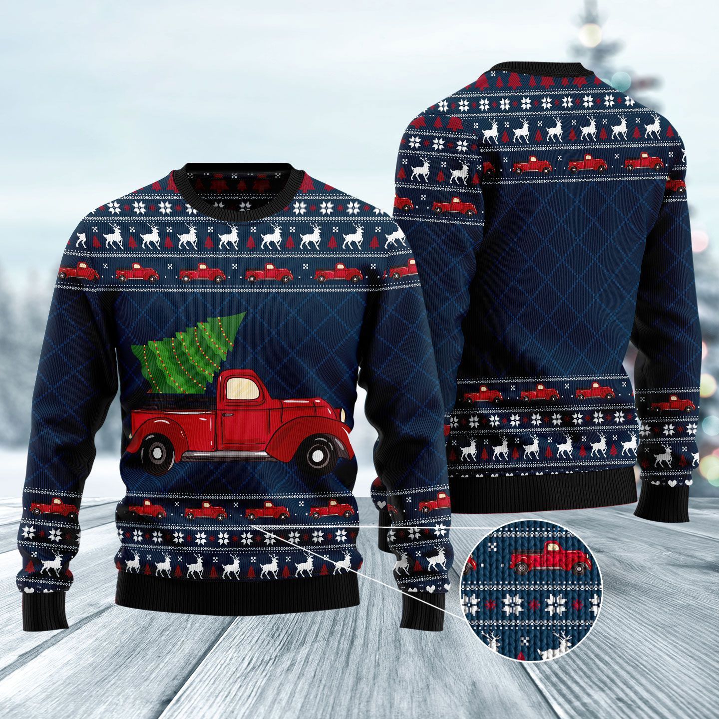 Vintage Red Truck Ugly Christmas Sweater- Best Christmas Gifts 2023