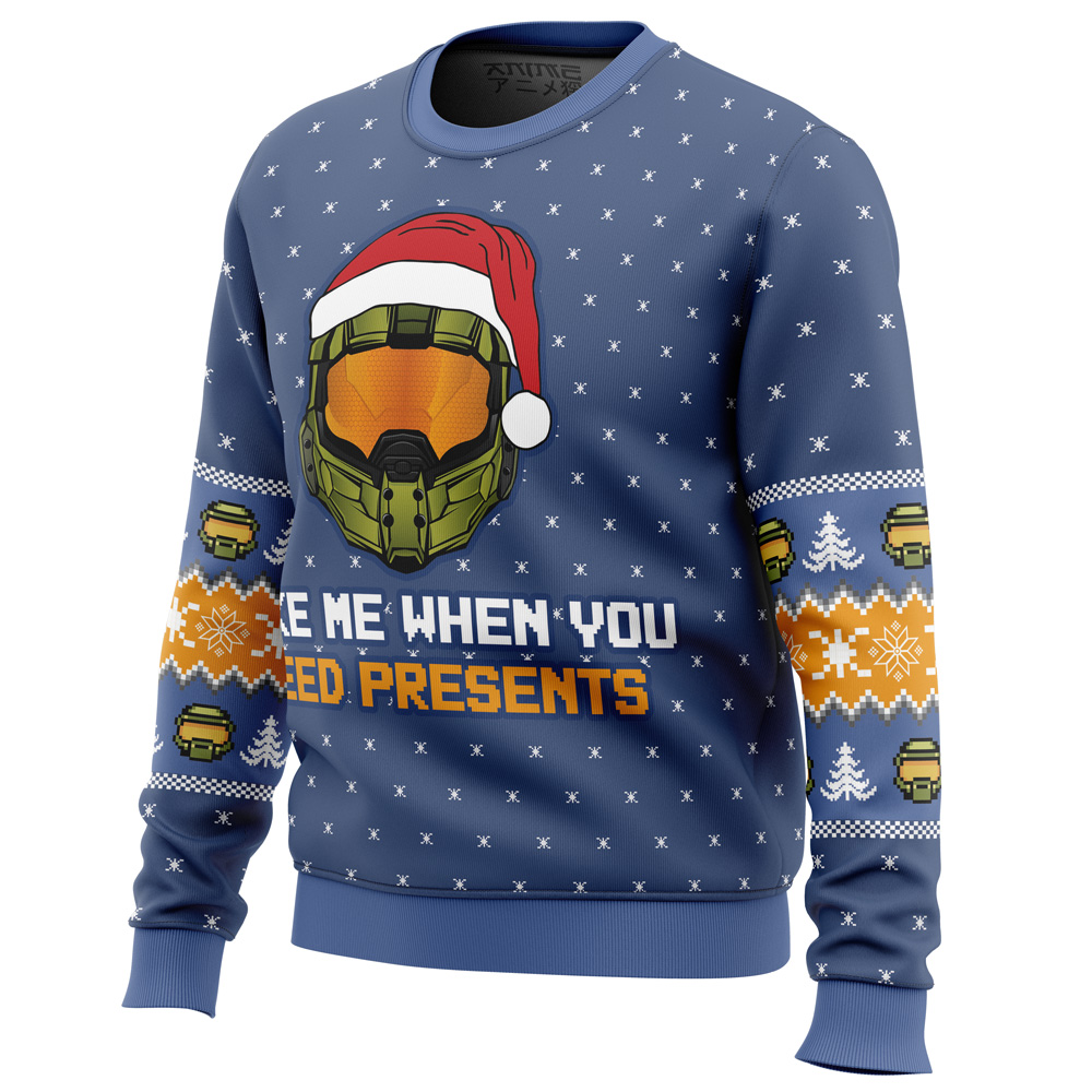 Wake Me When You Need Presents Halo Ugly Christmas Sweater- Best Christmas Gifts 2023