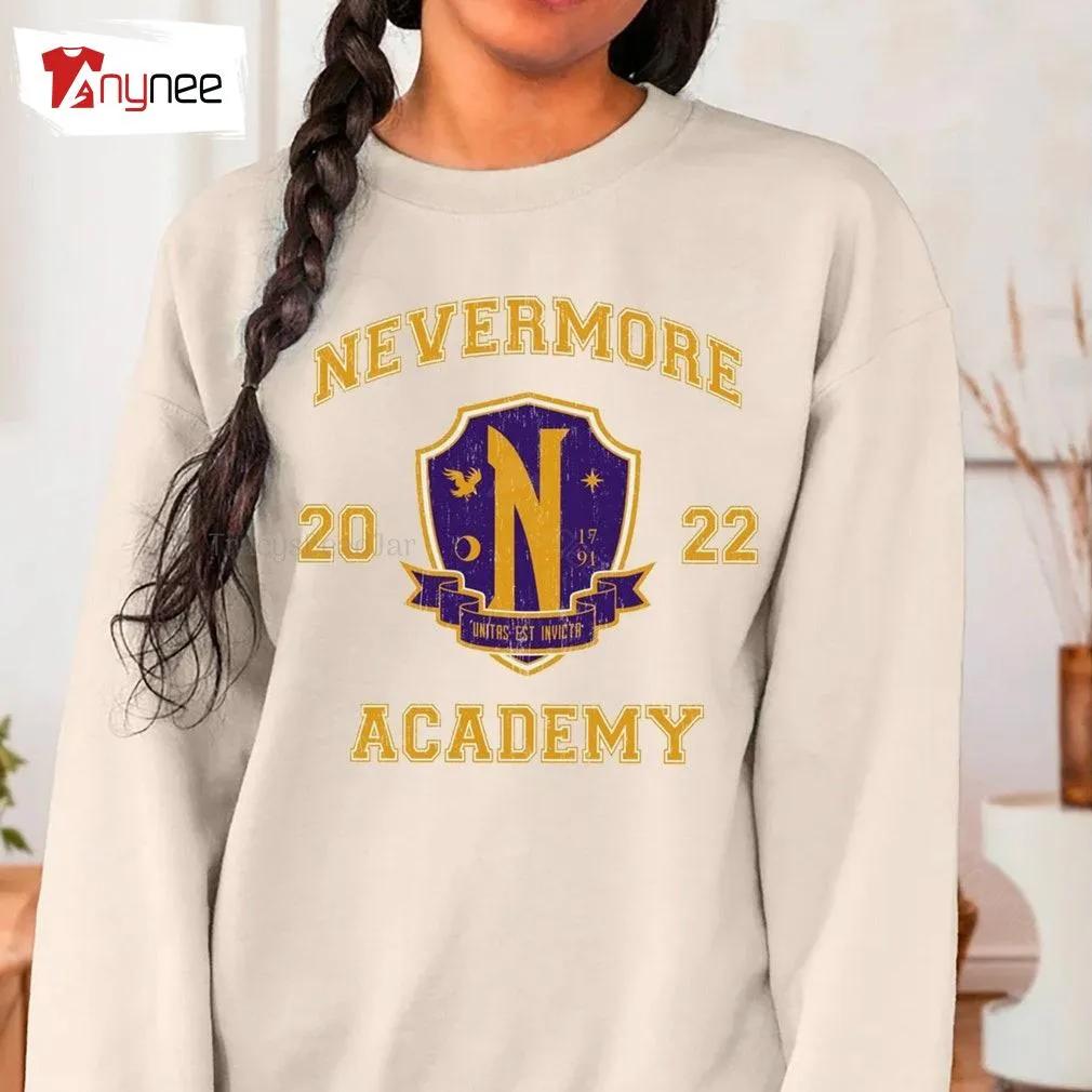 Wednesday Addams Sweatshirt White Nevermore Academy Vintage