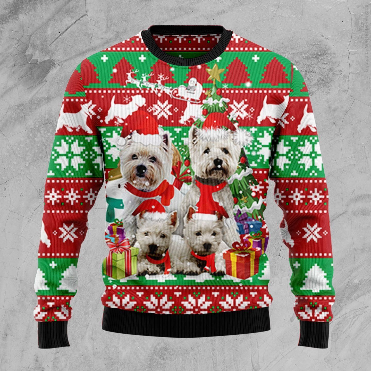 West Highland White Terrier Family Christmas Ugly Christmas Sweater- Best Christmas Gifts 2023